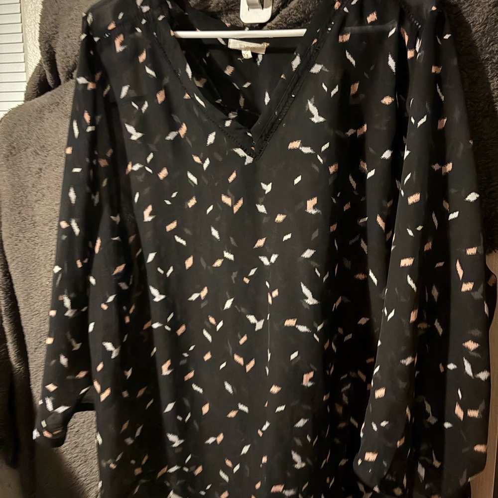 Black Blouse with Abstract Pattern